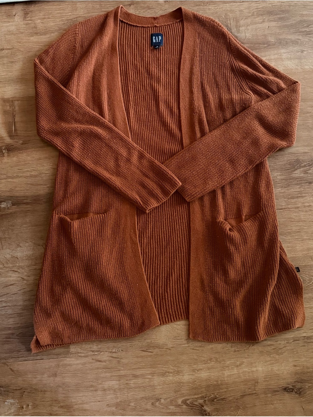 GAP Women's Open-Front Rust Cardigan Sweater